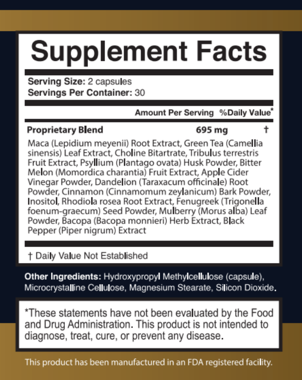 PureVision Supplement Facts — serving size, proprietary blend, and other ingredients
