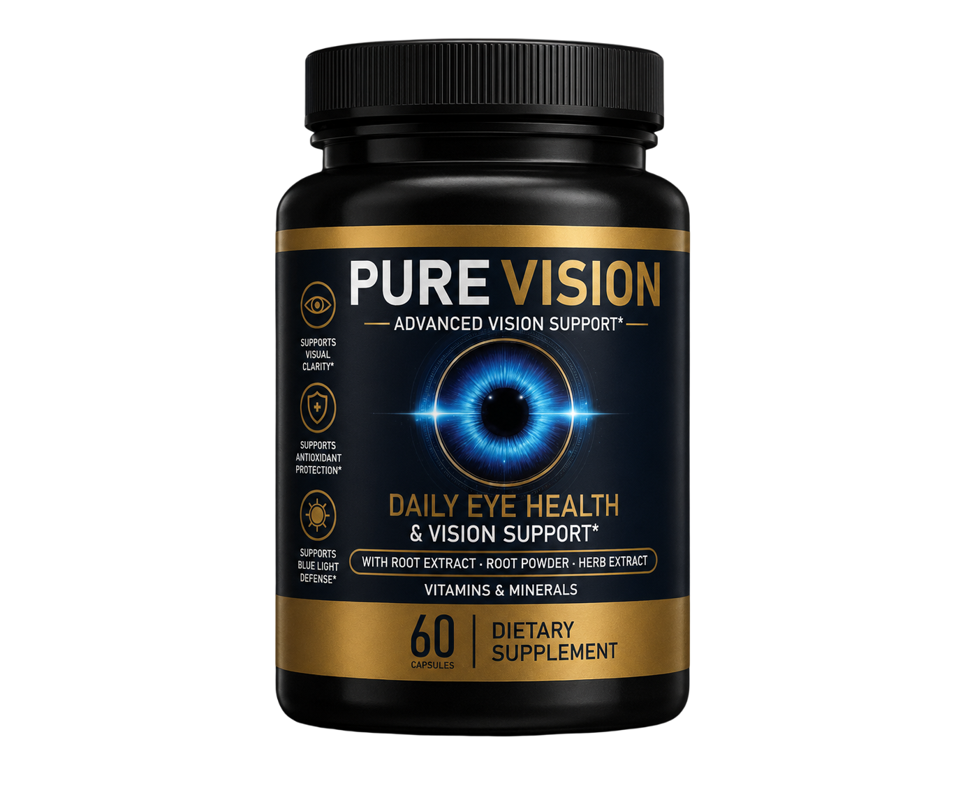 Front of the PureVision Advanced Vision Support bottle label